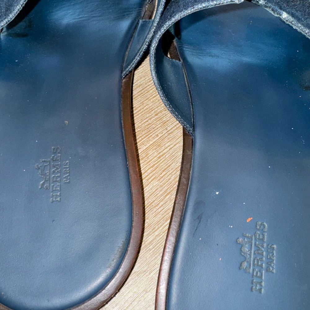 Hermes Men's Sandals in blue Denise size 11 - Picture 3 of 6